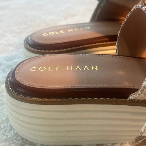 NWT Cole Haan Sz 7.5 Sand Dollar Snake Print Leather Grand Platform Sandals - Picture 10 of 16